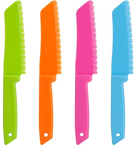 ONUPGO Set de Cuchillos de Cocina de plástico de 4 Piezas - Cuchillo de Cocina de Chef/Cuchillos de Cocina para niños, Cuchillo para niños para Fruta, Pan, Pastel, Cuchillo de Lechuga
