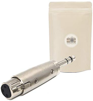 Adattatore da spina jack grosso 6,35mm maschio a presa XLR femmina 3 poli pin - Connettore stereo per auricolari casco audio microfono - Adaptout marca francese