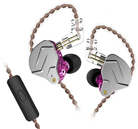 Yinyoo KZ ZSN Pro Auriculares intraurales 1DD 1BA HiFi in Ear Monitor Cancelando con Cable de Armadura Balanceado Auriculares híbridos de Controlador dinámico con micrófonos (micrófonos morados)