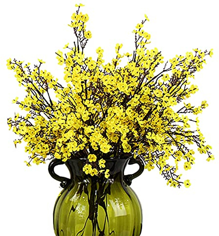 JAKY-Global Künstliche Blumen 6 Stück Getrocknete Unechte Seide Blumen Babysbreath Pflanze Dekoration für Hochzeit Sträuße Haus Garten Party Blumenschmuck(Yellow)