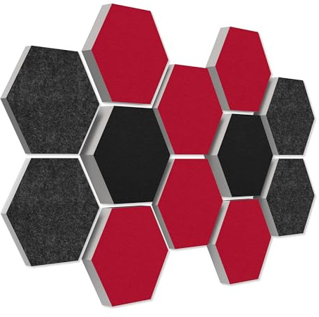 platino24 Schallabsorber COLORE aus Basotec G+ I Akustikpaneele mit Akustikfilz I 3D Wand-Paneele mit 12 Waben in Multicolor I Akustikplatten zur Schalldämmung in Büro, Studio & Wohnung