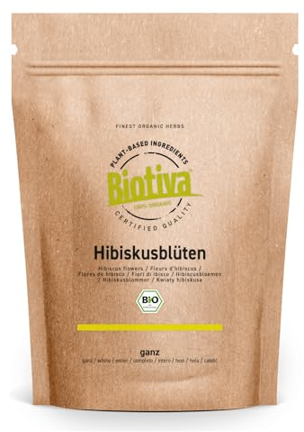 Hibiskusblüten Tee Bio 1kg - hochwertiger Hibiskusblütentee getrocknet - Abgefüllt und kontrolliert in Deutschland - Biotiva