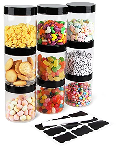 Aoligei Juego de 9 Piezas de Recipiente de Botes Cocina Almacenaje de Plástico de Alimentos Sellados con Tapa,Jarras de Almacenamiento de Plástico con Tapa Hermética