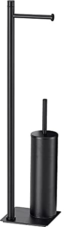GEDY G-Seul Colonna Bagno Porta Rotolo + scopino Bagno, Nero con Finitura Nera, Misure 62,8 x 14 x 14 cm, Set per WC in Acciaio Inox e Cromall®, Brugola da 4mm Inclusa