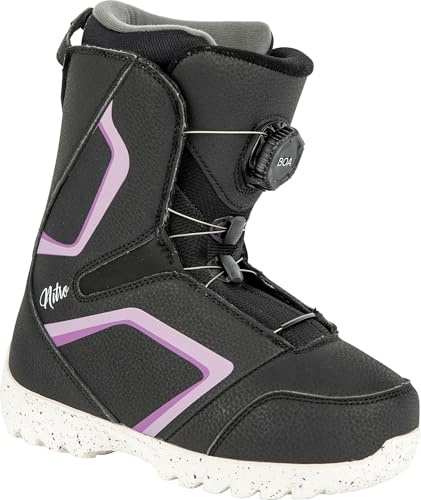 Nitro Snowboards Droid Boa Botas de Snowboard, Niños, Blk-Purple-White, 220