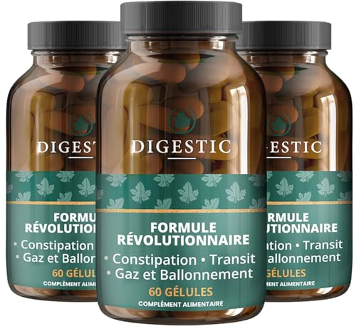 Digestic - Laxatif contre la constipation 100% naturel, 180 capsules, pour le Transit Intestinal, Nettoie, Detox et purifie le colon, Soulage les ballonnements et les gaz