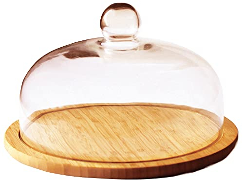 Point-Virgule Campana per formaggio in vetro con piatto di bambù, piatto da portata per formaggio, ø 30 cm