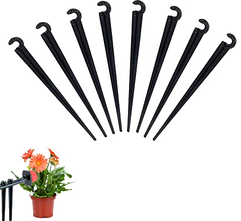 QIUMING 100 Stück Micro Drip System Pipe Holders Drip Irrigation Support Holder Garden Hose Ground Anchor Automatic Irrigation Drip Sprinkler Ground Spike Attachment für 4/7-Rohr, Tropfbewässerung