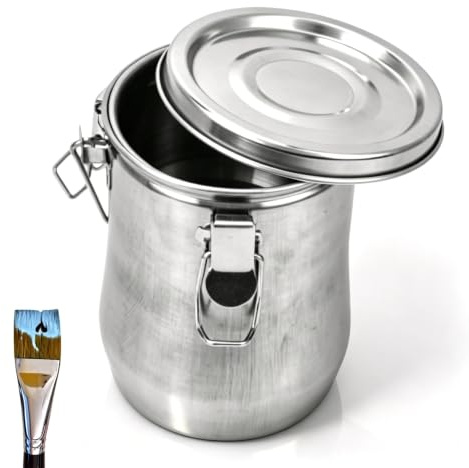 Beufee Paint Brush Washer, Stainless Steel Paint Brush Washer | Artist Brush Washing Bucket Portable Air Tight Stainless Steel Brush Cleaner Wash Pen Barrel Pot with Lid Handle