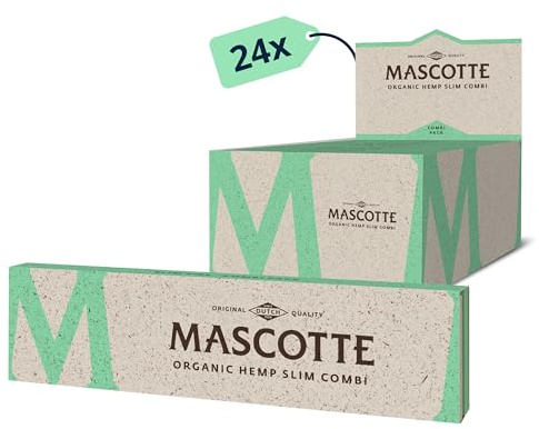 Mascotte® Organic Hemp Slim Combi 34 x 24 Heftchen | 100% Bio-Hanf Longpapers mit Tips | Schmal und Dünn Zigarettenpapier mit Graspapier Verpackung | 816 Blättchen und Tips