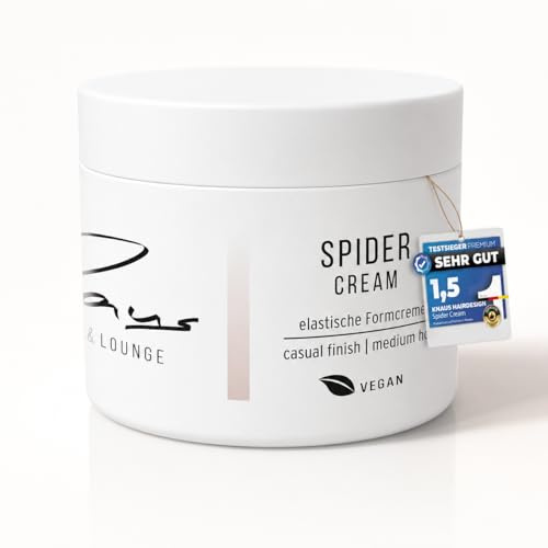 Knaus Spider Cream Friseur Styling Creme 24h elastische Formcreme für texturierte Looks, mittlerer Halt für sichtbare Struktur kurzes bis mittellanges Haar, Salonqualität, ohne Gel-Effekt Vegan 50ml