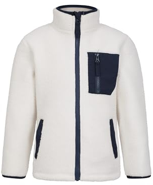 Mountain Warehouse Atlas Polaire Borg zippée pour Enfant - Sweat-Shirt Chaud et Confortable avec Poches Avant - Idéal pour Le Printemps, l'été, Le Camping, l'extérieur Beige 7-8 Ans