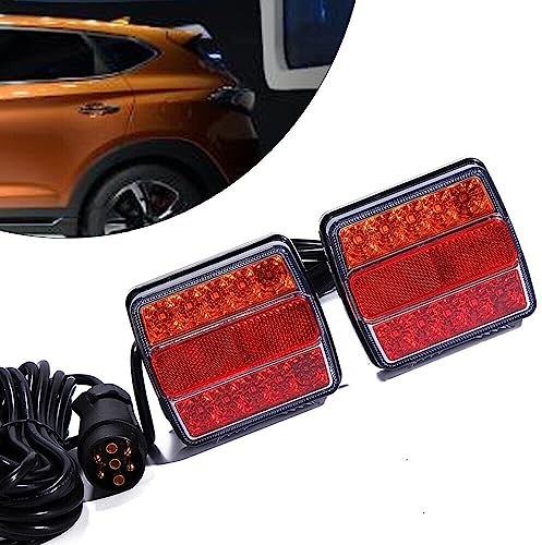 Quiltern Rückleuchten 2x LED Rücklicht Anhänger für PKW Anhänger Rückleuchten LED Anhängerbeleuchtung Set Anhänger Leuchte Für KFZ Anhänger komplett Links & Rechts 12V 7 Polig