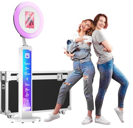 MWE Photo Booth with Flightcase, Ring Light, Logo Customisation, Support Software and Remote Control, Suitable for Parties, Weddings, Rentals, Youtube, Video, Tiktok Live (Light Box, White)