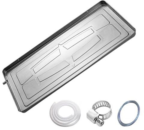 DJJYCTNM Condensate Drain Pan Stainless Steel Drip Tray, Universal Window Air Conditioner Drip Pan with Drain Tubing, Perfect for Indoor/Outdoor Split Air Conditioner Heat Pump Systems ( Color : 84*39