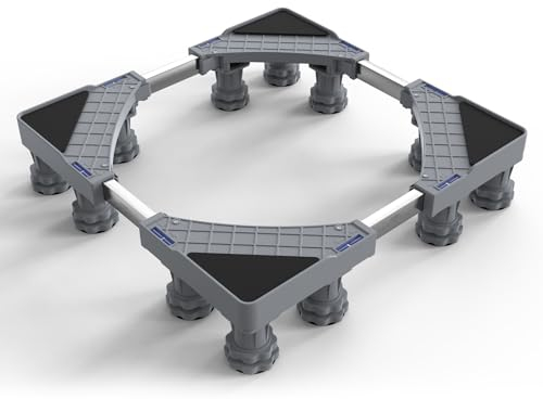 DEWEL Base de Lavadora de 12 Pies, Base de Frigorífico Universal Ajustable para Secadora, Carga de Oso 500kg Base Ajustable Ancho 46-60cm, Altura 10cm-13cm, Gray