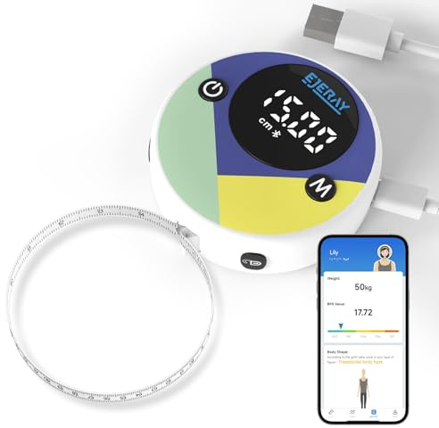 Mètre ruban numérique intelligent pour perte de poids, mesure précise Bluetooth avec application, mètre ruban rétractable pour taille, hanche, poitrine, bras, 150 cm