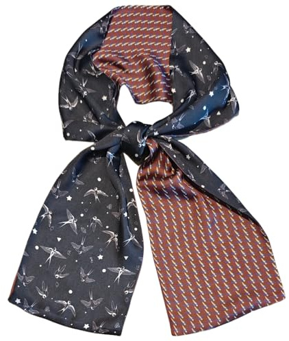 GIMIRO Satin Seidenschal Doppelschichten 150 x 16cm Krawatte Blumen Taillengürtel für Blazer, Mantel, Kleid