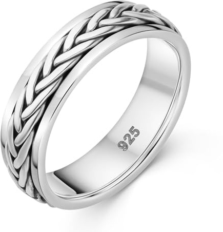MATERIA by Matthias Wagner Anti Stress Ring drehbar Silber 925 mit Flechtmuster SR-61