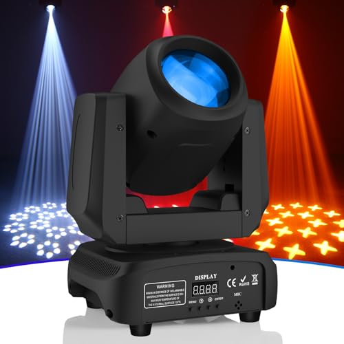 Lumières DJ à tête mobile 100 W RGBW, lumières de scène à prisme à 18 facettes avec 7 Gobos et projecteur à faisceau 7 couleurs, lumières stroboscopiques disco à contrôle activé par le son et DMX