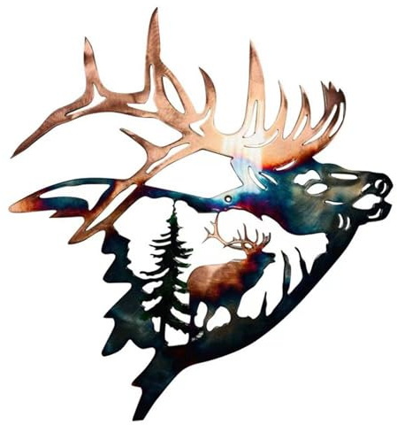 Stgbcst Metall-Wandkunst Deer Head Skulptur, Wand Silhouette Deko aus Metall – Dekoration für Wohnzimmer, Schlafzimmer & Büro, Geschenk zur Einweihungsparty (26x28cm)