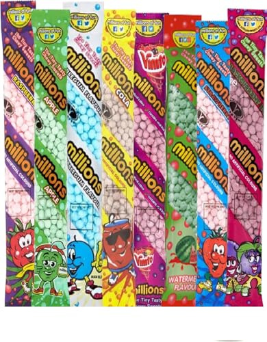 Kids Ultimate Millions Sweets Selection Canasta – Sabores jugosos – Chicle, manzana, cola, fresa, Vmto, frambuesa, grosella negra, infusión de hierro, 12 piezas (infusión de hierro)