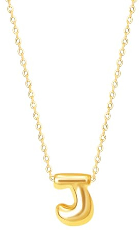 Viwind Buchstaben Anhänger Halskette Damen Kette 18k Gold A-Z Halskette für Damen Bubble Letter 48cm Einstellbar Mit Geschenkbox