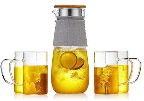 GAOJUNAN Juego de Té para Adultos Hervidor De Agua De Cristal Resistente A Altas Temperaturas para El Hogar, Juego De Tazas De Agua Fría, Hervidor De Agua Fría Espesado, Té Y Café Juego de Té par