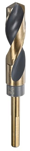 sourcing map Broca helicoidal de acero de alta velocidad 4341 de 20 mm de diámetro, brocas métricas de 5.9 pulgadas de longitud total con revestimiento de óxido negro y dorado para perforar metales