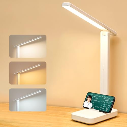 Lampada da Tavolo Lampada LED con 3 Modalità di Luce,Lampada da Scrivania Protezione degli Occhi Lampada da Lettura connesso all'elettricità 180°regolabile Tocca Controllo per Studio,Lavoro,Ufficio