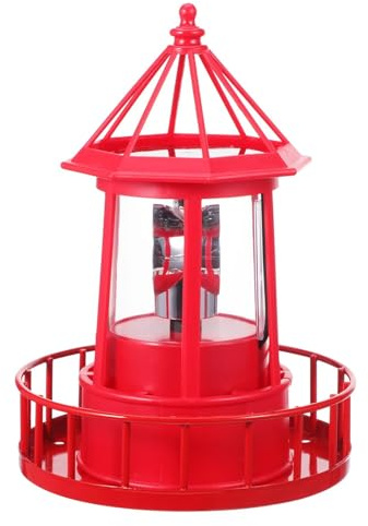 TOYANDONA Solarbetriebene Rotierende Gartenlampe im Leuchtturm-design Wasserdichtes Außenlicht aus Abs und Eisen für Garten Terrasse und Hofdekoration