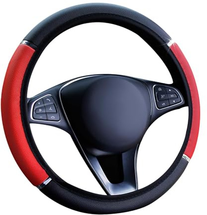 Funda para volante de coche de piel de microfibra suave, ajuste universal de 14.5 a 15 pulgadas, para ruedas redondas y tipo D, transpirable y duradera para automóviles