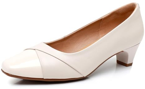 Sekiueo Dam Kitten Heels Fyrkantig Tå Låga Pumps Skor Fest Bröllop Casual Finskor,Beige,42 EU