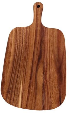 MagiDeal Tabla de Cortar de Madera de Acacia con Mango para Cocina y Comedor. Tabla de Cortar de Madera Decorativa para Preparar Alimentos y Verduras, 26.5 Cm X 16 Cm