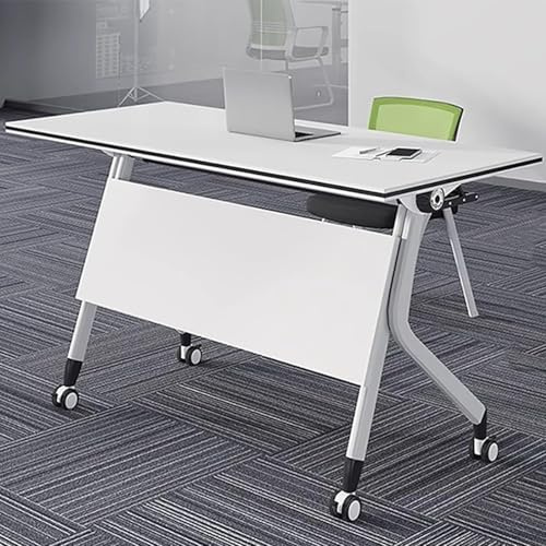 Juego de mesa de conferencias plegable portátil, mesa de reuniones móvil con ruedas silenciosas, ideal para salas de entrenamiento, oficinas y eventos (120 x 40 x 75 cm)
