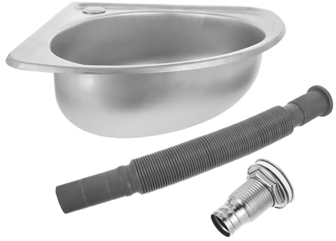 BELLIFFY Kleines Dreieckiges Waschbecken aus Edelstahl für Wohnmobile Platzsparende Wandmontage als Waschbecken Aussen für Kleine Küchen Zufälliger Stil