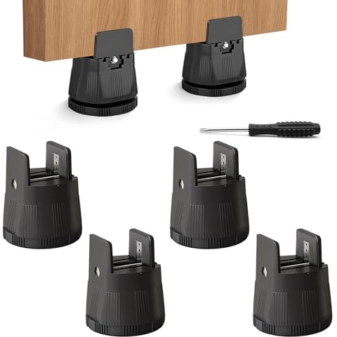 Chingcoo 4 pezzi rialzo per mobili 6-8 cm, rialzo regolabile per 10 mm – 50 mm di larghezza quadrato e gamba rotonda, rialzo letto con cacciavite, sollevatore per sedie pesanti (nero)