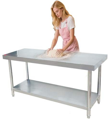 Tavolo da lavoro da cucina in acciaio inox da 30 x 119 cm, resistente, capacità di carico 499,9 kg, ideale per ristoranti e uso domestico (lunghezza x larghezza x altezza 89,9 x 60 x 80 cm)