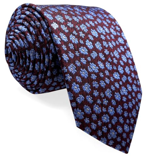 S&W SHLAX&WING Corbatas para Hombre Burdeos Azul Floral Corbata Boda Padrinos Regalo Fiesta Jacquard Tejido