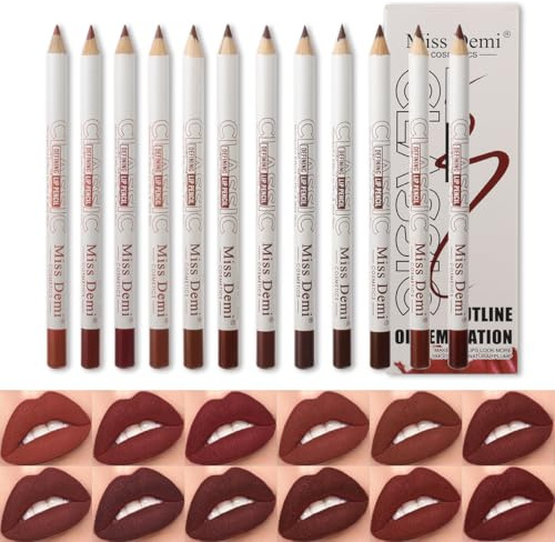 Lip Liner Set 12 Pcs Lip Pencil, 12 Colours Matte Lipstick Lip Liner Pencil, High Pigmented Smooth Texture Lip Liners, Long-lasting and Waterproof Makeup Lip Pencil, Gift for Makeup Lovers (set2)