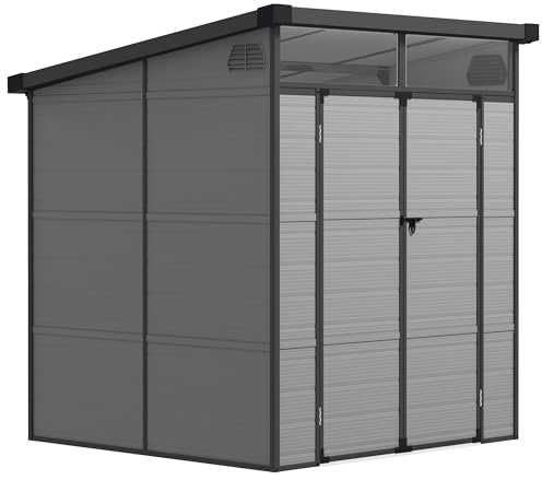 Outsunny Casetta da Giardino 3.24 m² Resina 190x191x215 cm Grigio Chiaro | Alluminio, 2 Finestre Trasparenti, 2 Prese d'Aria, Capanno Porta Attrezzi, Porte Bloccabili, Tetto Inclinato