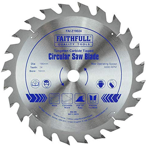 Faithfull FAIZ19024 TCT Circular Saw Blade 190mm x 16mm Bore x 24 Teeth