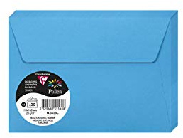 Clairefontaine 5556C - Packung mit 20 Umschläge Pollen, Format C6, 114 x 162mm, 120g, ideal für Korrespondenz und Einladungen, Karibikblau, 1 Pack