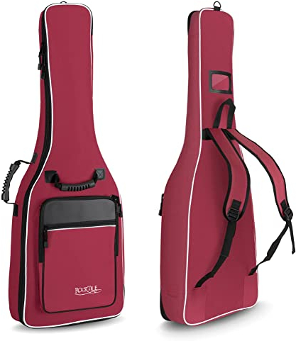 ROCKTILE 3/4 und 7/8 Klassik-Gitarrentasche (gepolsterter Gigbag, Rucksackgarnitur, 2 Außentaschen) weinrot