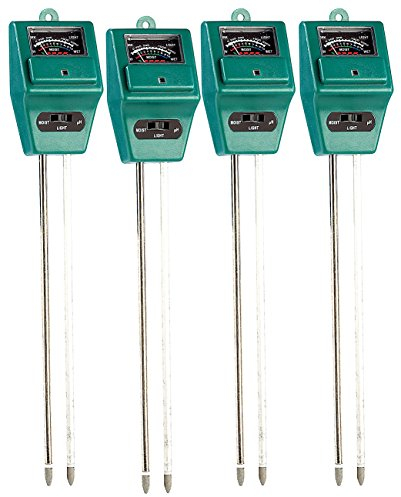 Royal Gardineer Feuchtigkeitsmesser Erde: 4er-Set 3in1 Kombi-Bodenmessgerät für Pflanzenerde (Feuchtigkeitsmessgerät Erde, Bodenmessgerät für Pflanzen, Bodenfeuchtigkeit)