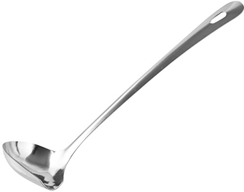 Fackelmann Soßenlöffel 28 cm LARA, Küchenhelfer aus Edelstahl, Schöpflöffel mit praktischer Öse (Farbe: Silber), Menge: 1 Stück