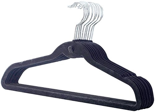 PEARL 10er-Set dünne Raumspar-Kleiderbüge mit Extra-Haken im Bügel, 6,3 mm