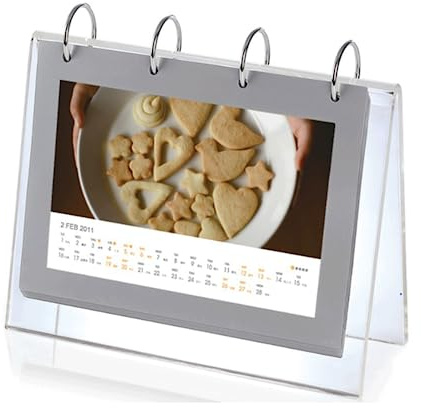 Leoyoubei Slant Back Sign Holder,Sign Stand,Poster Frame,Horizontal Display 5x7 inch PVC Photo Clip Flip Display 7 Pages-14 Sides Photos 4 Rings Standing Flip Album V Shape Clear Acrylic Menu