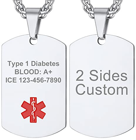Supcare Vatertagsgeschenk Herren Personalisiert Dog Tags Halskette, Erkennungsmarke Hundekette Anhänger Gravur Name Text Edelstahl Militär Armee Kette Hund Necklace Modeschmuck für Frauen Jungen