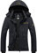 GEMYSE Damen Wasserdichte Skijacke Winddichte Fleece Outdoor Winterjacke Regenjacke mit Kapuze (Schwarz,L)